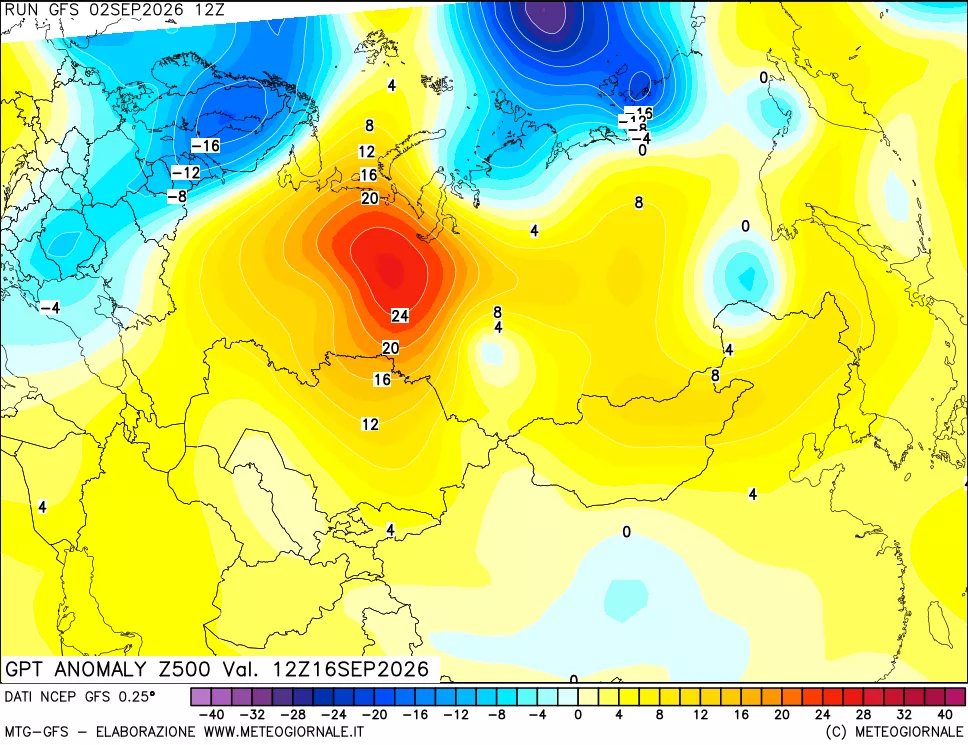 mappa 500 hPa GPT Anomaly vs Cli.No 1981-2010