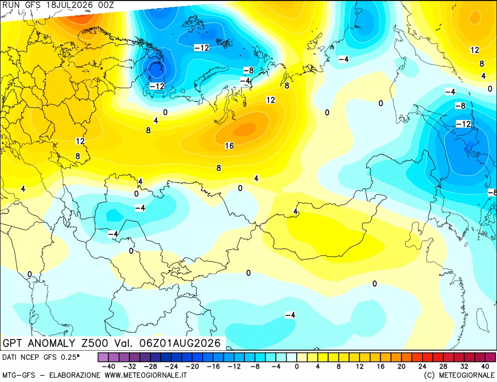 mappa 500 hPa GPT Anomaly vs Cli.No 1981-2010