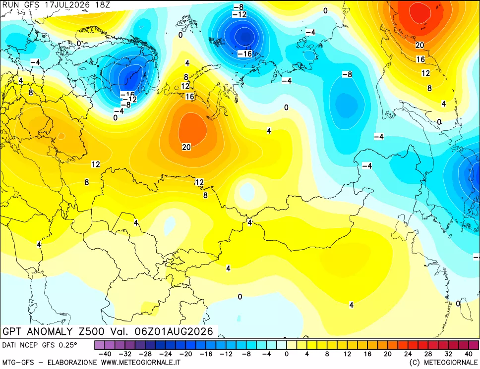 mappa 500 hPa GPT Anomaly vs Cli.No 1981-2010