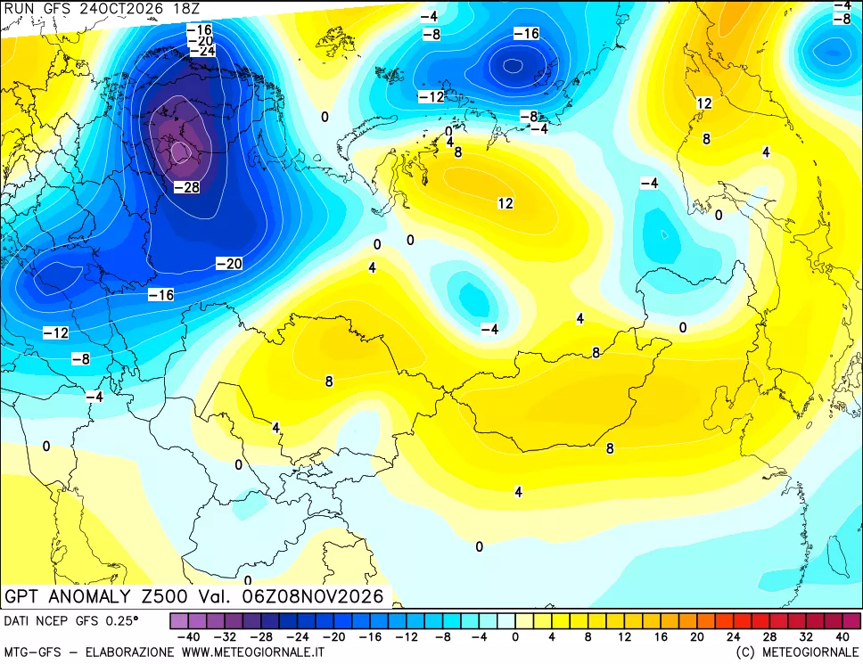 mappa 500 hPa GPT Anomaly vs Cli.No 1981-2010