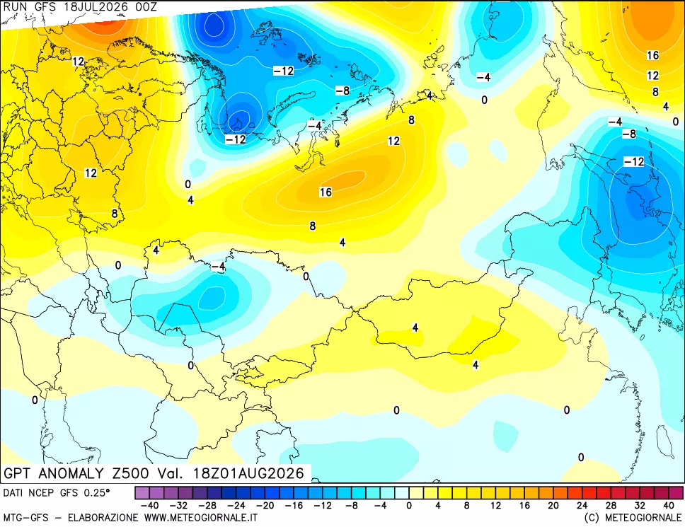 mappa 500 hPa GPT Anomaly vs Cli.No 1981-2010