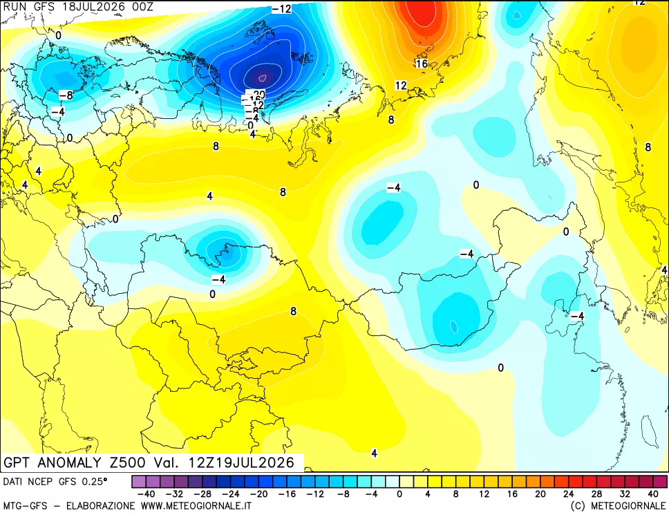 mappa 500 hPa GPT Anomaly vs Cli.No 1981-2010