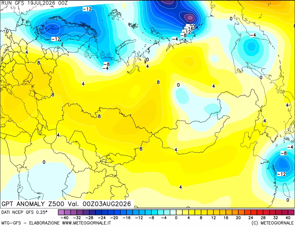 mappa 500 hPa GPT Anomaly vs Cli.No 1981-2010