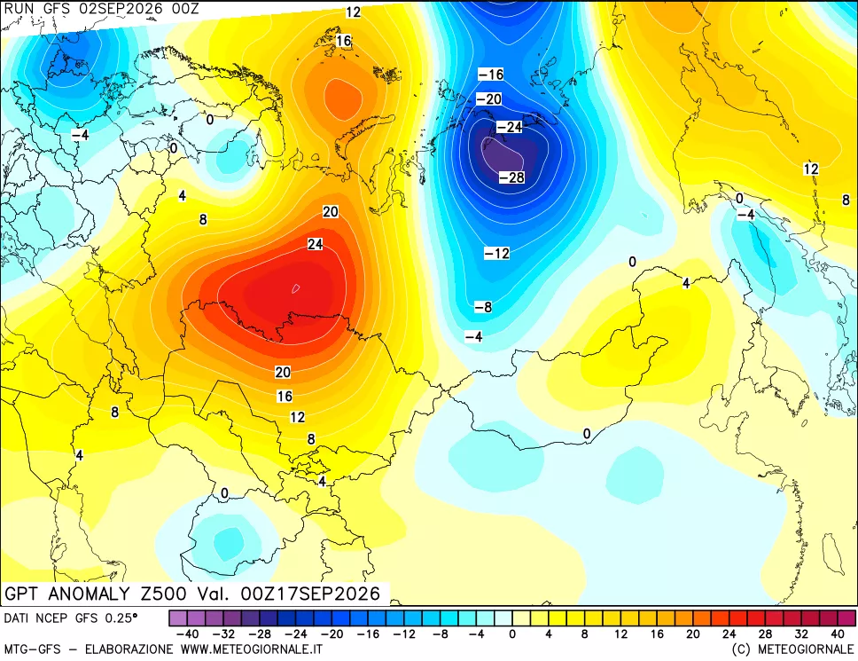 mappa 500 hPa GPT Anomaly vs Cli.No 1981-2010