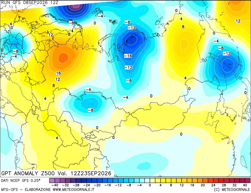 mappa 500 hPa GPT Anomaly vs Cli.No 1981-2010