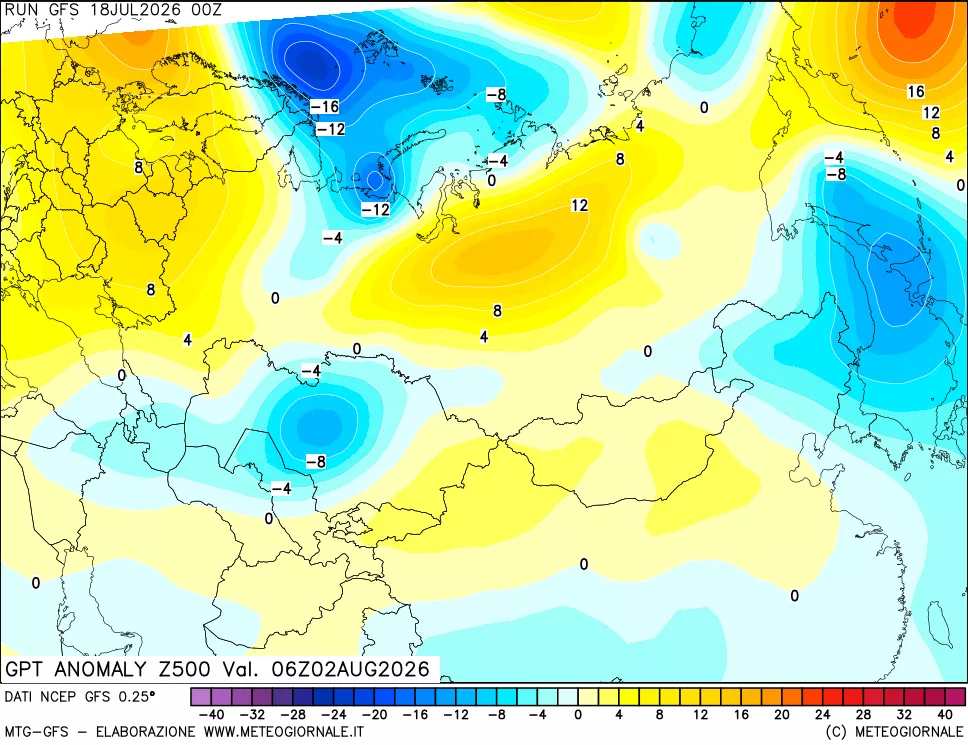 mappa 500 hPa GPT Anomaly vs Cli.No 1981-2010