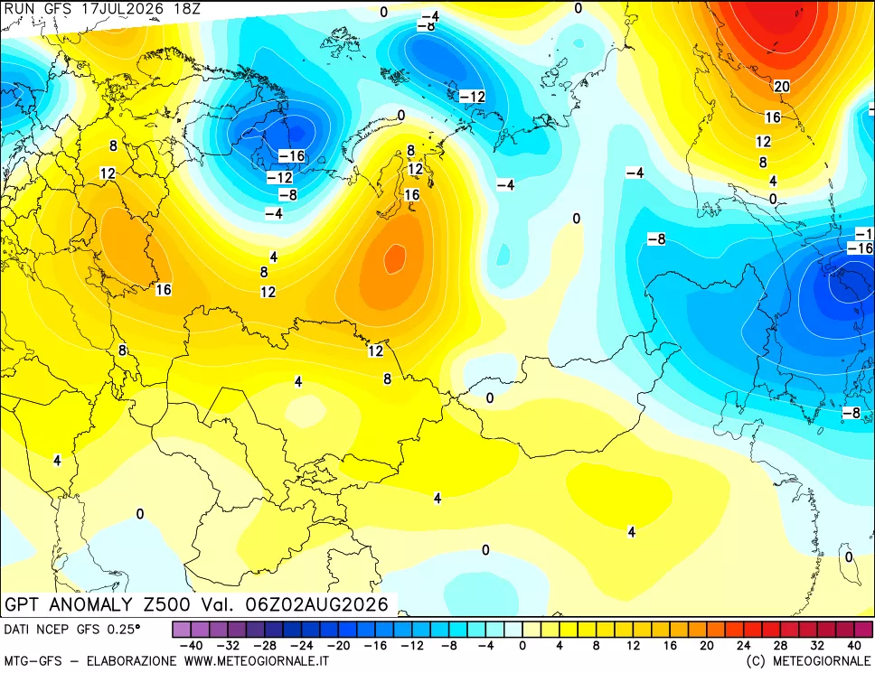 mappa 500 hPa GPT Anomaly vs Cli.No 1981-2010