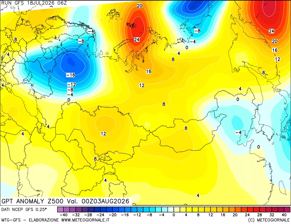 mappa 500 hPa GPT Anomaly vs Cli.No 1981-2010