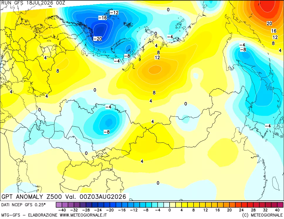 mappa 500 hPa GPT Anomaly vs Cli.No 1981-2010