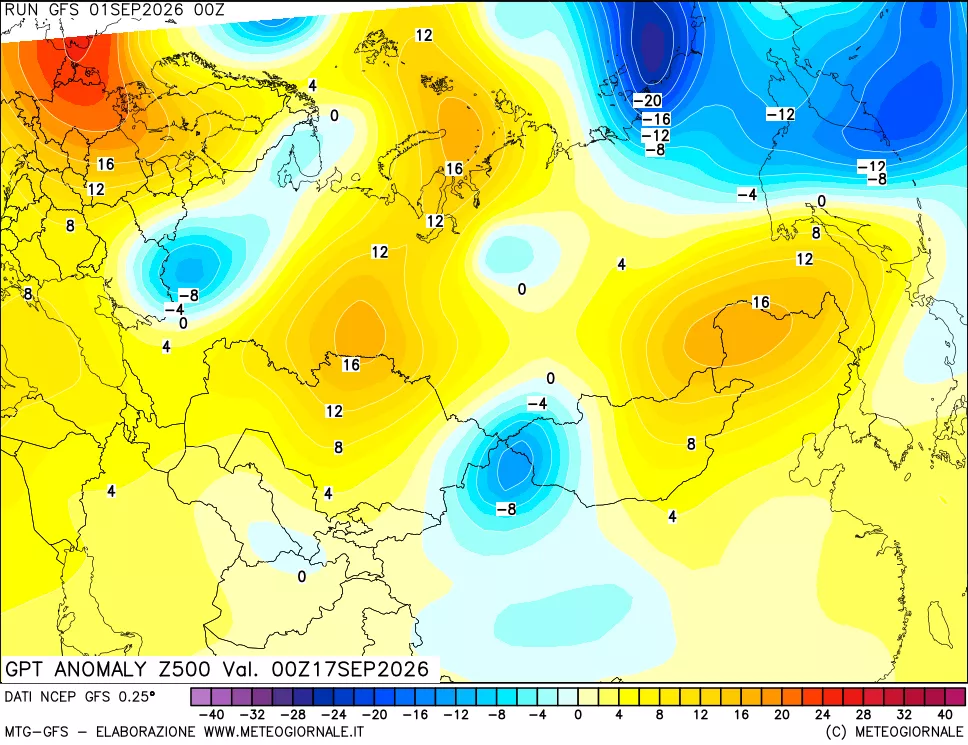 mappa 500 hPa GPT Anomaly vs Cli.No 1981-2010