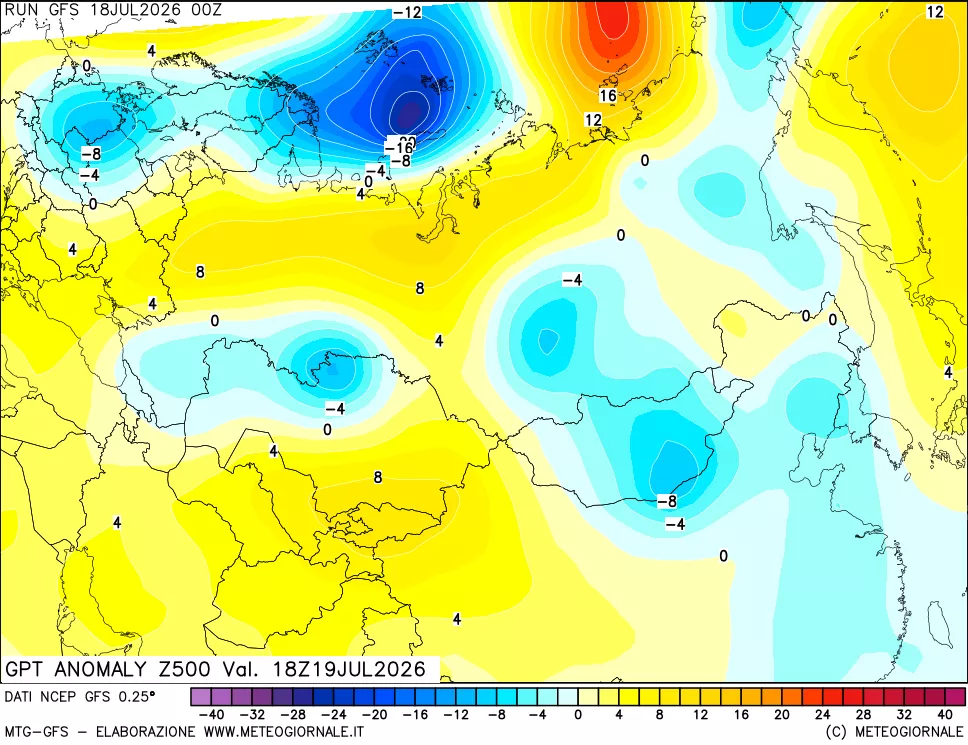mappa 500 hPa GPT Anomaly vs Cli.No 1981-2010