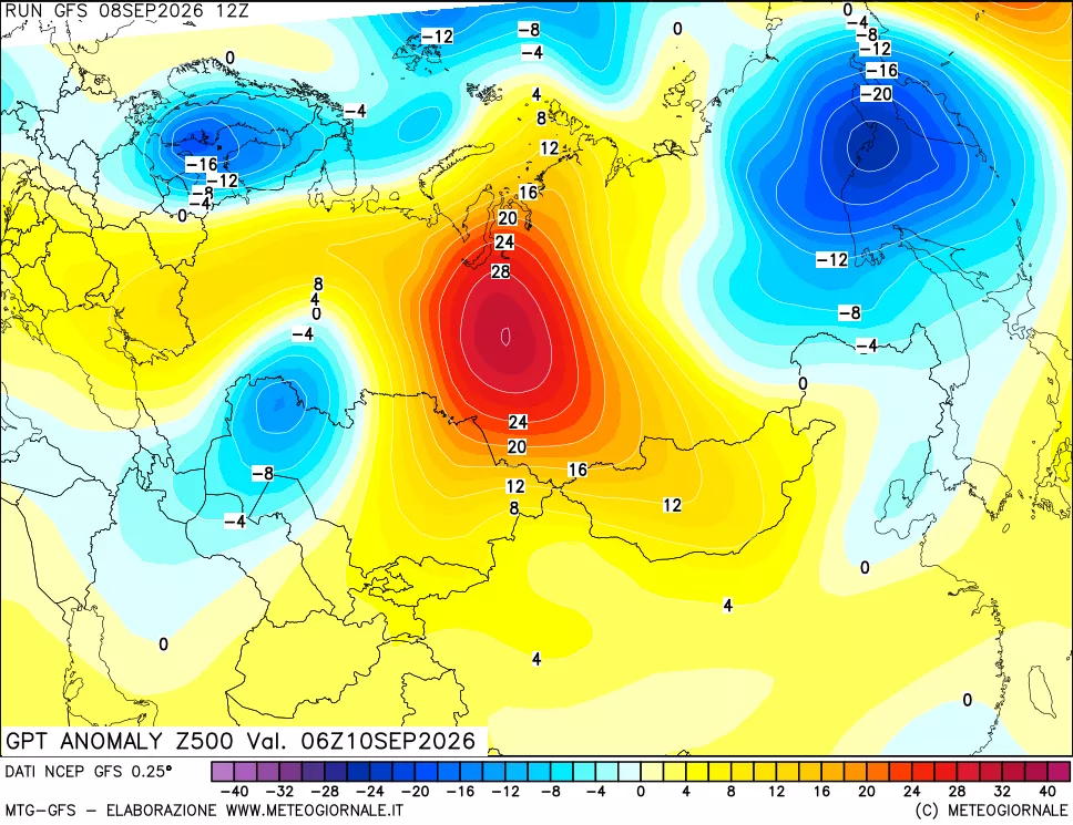 mappa 500 hPa GPT Anomaly vs Cli.No 1981-2010