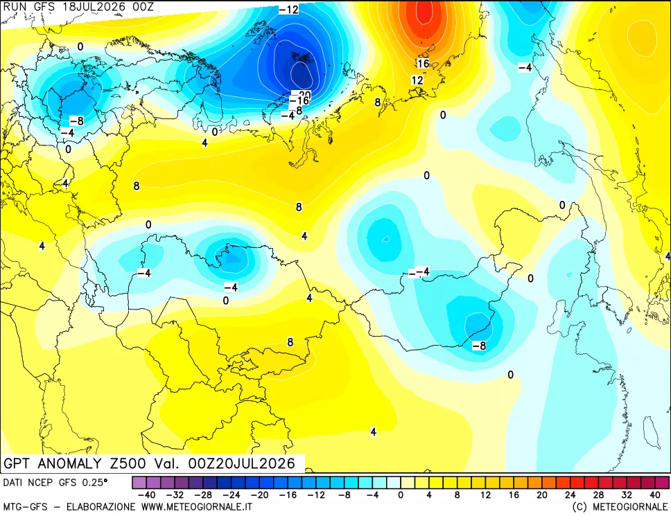 mappa 500 hPa GPT Anomaly vs Cli.No 1981-2010