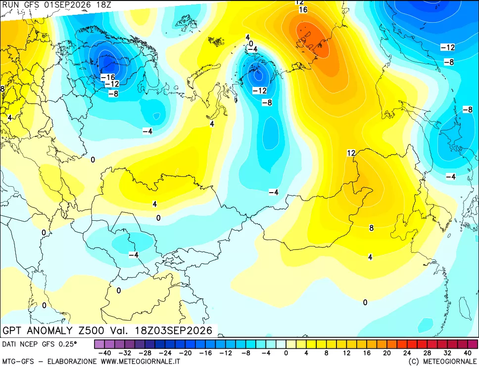 mappa 500 hPa GPT Anomaly vs Cli.No 1981-2010