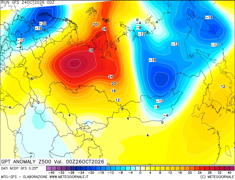 mappa 500 hPa GPT Anomaly vs Cli.No 1981-2010