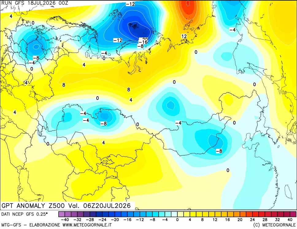 mappa 500 hPa GPT Anomaly vs Cli.No 1981-2010