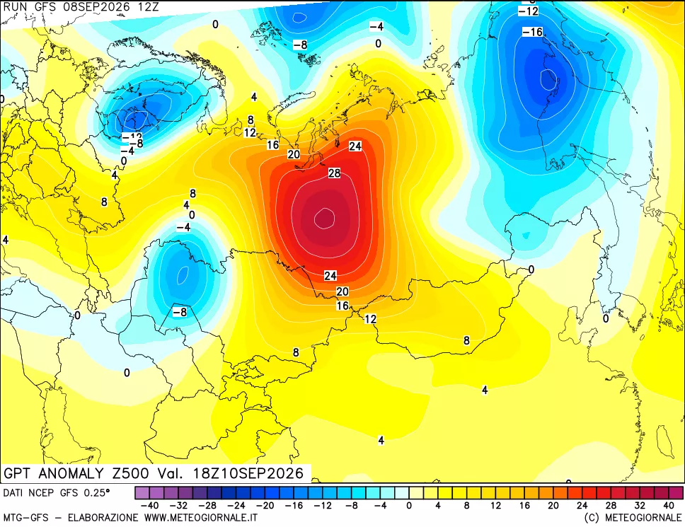 mappa 500 hPa GPT Anomaly vs Cli.No 1981-2010