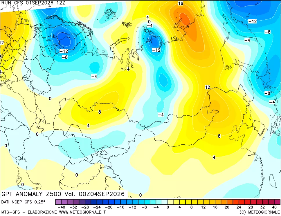 mappa 500 hPa GPT Anomaly vs Cli.No 1981-2010