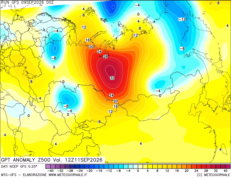 mappa 500 hPa GPT Anomaly vs Cli.No 1981-2010