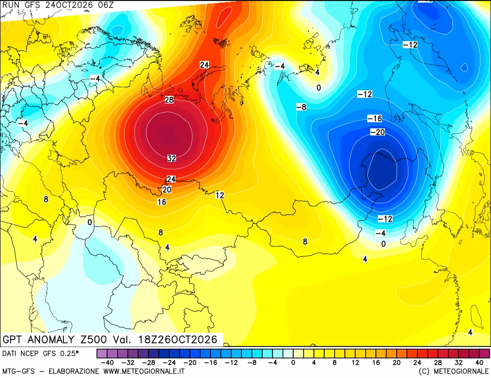 mappa 500 hPa GPT Anomaly vs Cli.No 1981-2010