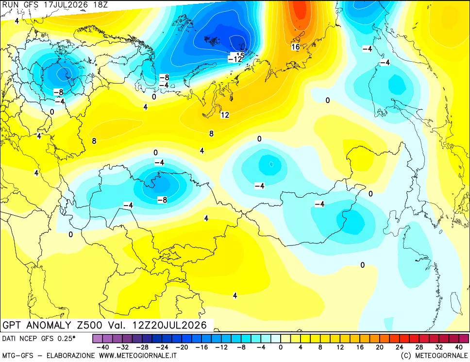 mappa 500 hPa GPT Anomaly vs Cli.No 1981-2010