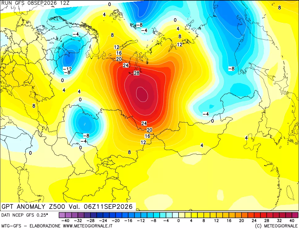 mappa 500 hPa GPT Anomaly vs Cli.No 1981-2010