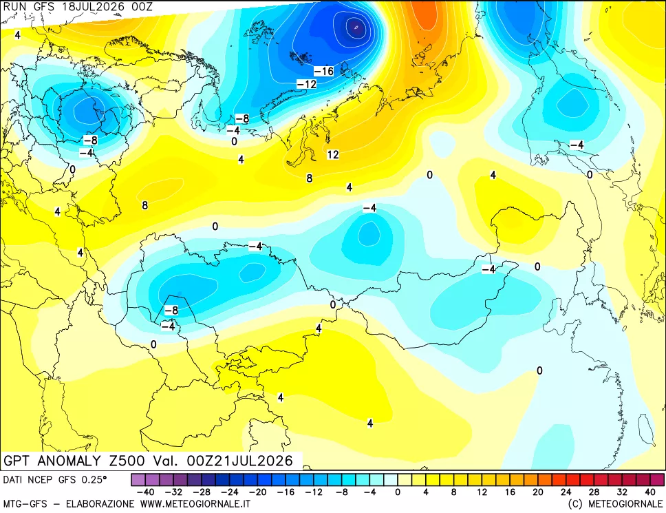 mappa 500 hPa GPT Anomaly vs Cli.No 1981-2010