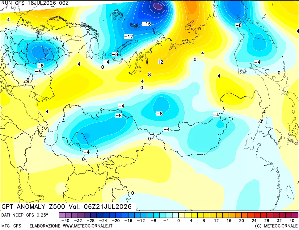 mappa 500 hPa GPT Anomaly vs Cli.No 1981-2010