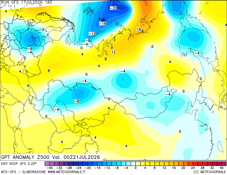 mappa 500 hPa GPT Anomaly vs Cli.No 1981-2010