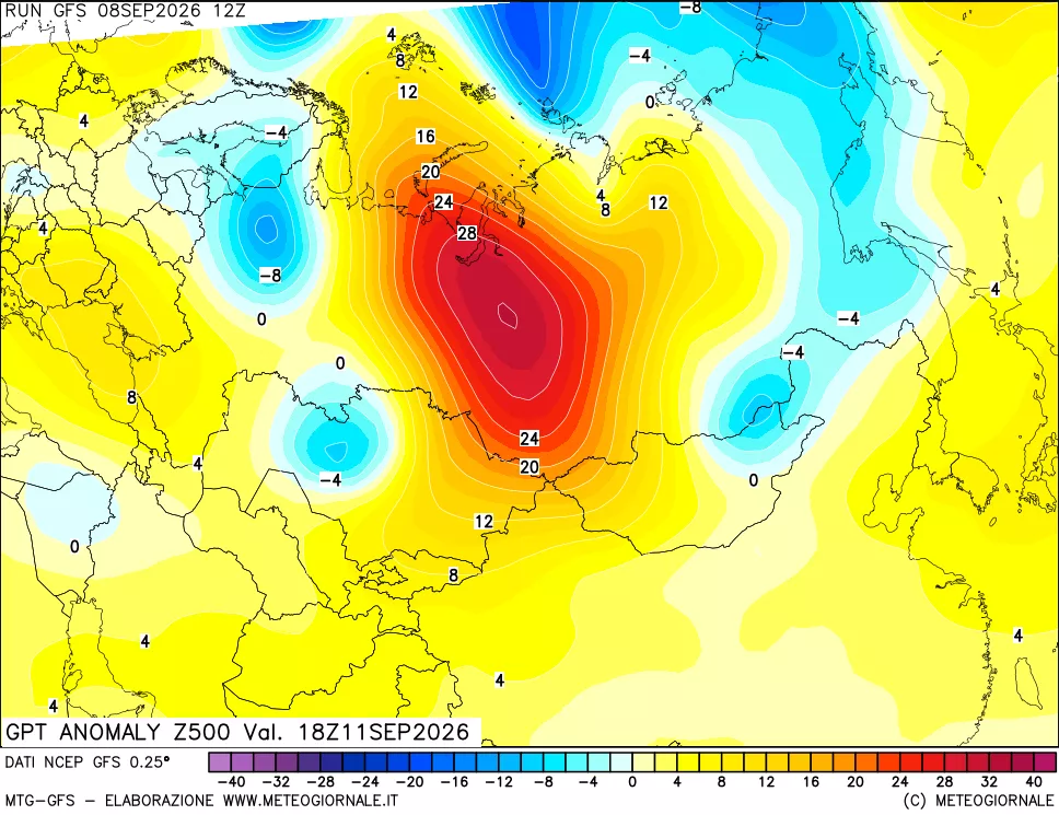 mappa 500 hPa GPT Anomaly vs Cli.No 1981-2010