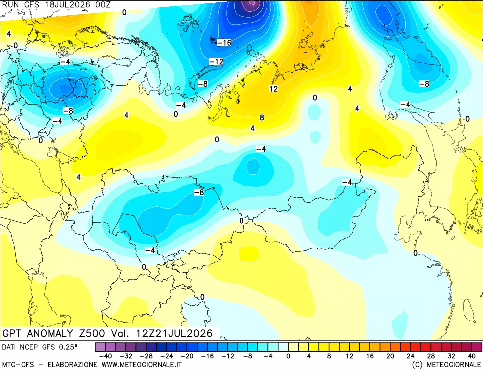 mappa 500 hPa GPT Anomaly vs Cli.No 1981-2010