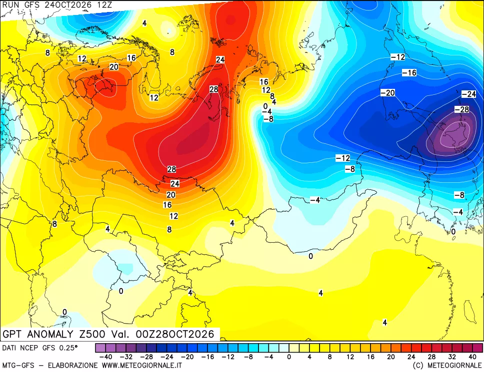 mappa 500 hPa GPT Anomaly vs Cli.No 1981-2010