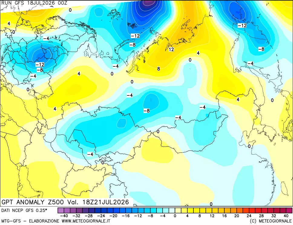 mappa 500 hPa GPT Anomaly vs Cli.No 1981-2010