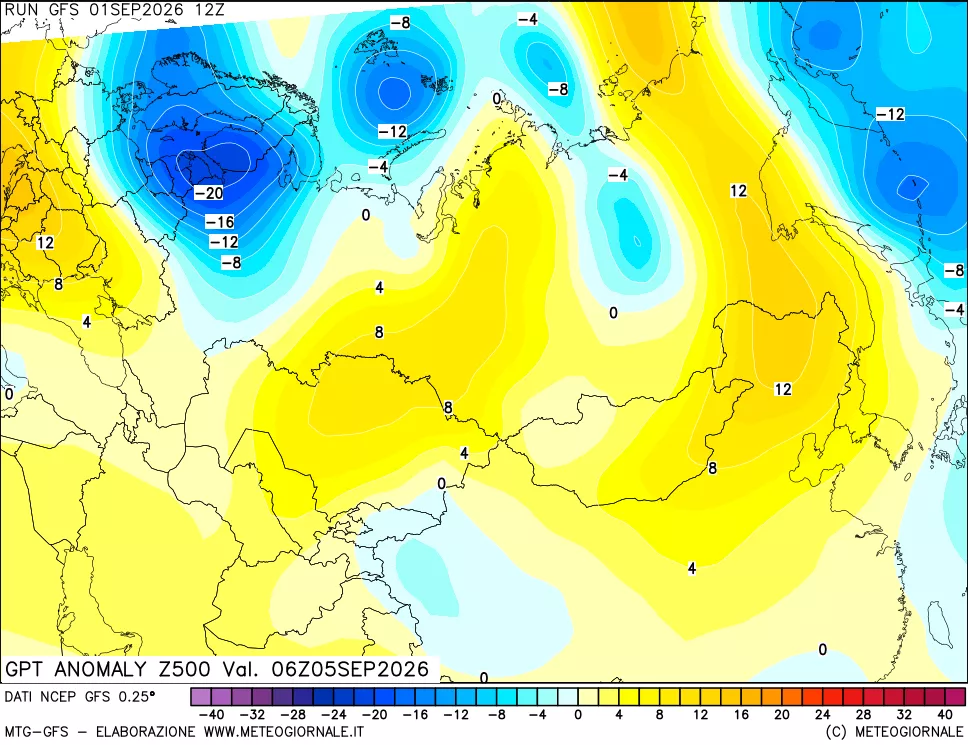 mappa 500 hPa GPT Anomaly vs Cli.No 1981-2010