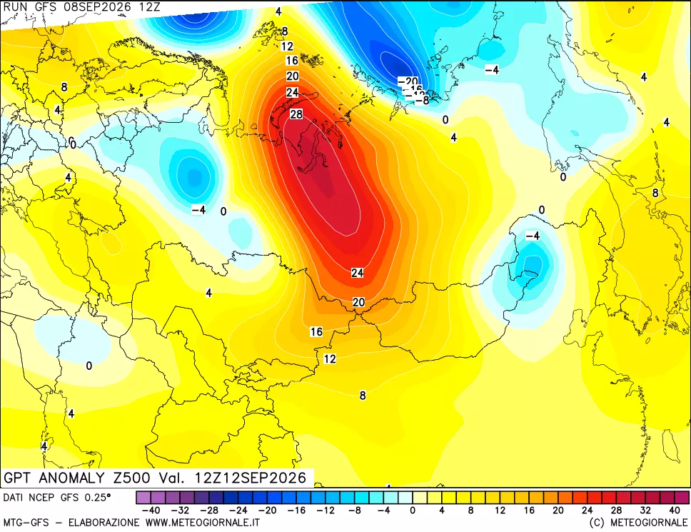 mappa 500 hPa GPT Anomaly vs Cli.No 1981-2010