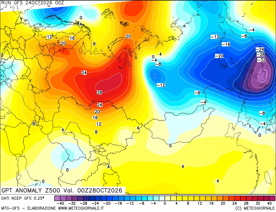mappa 500 hPa GPT Anomaly vs Cli.No 1981-2010