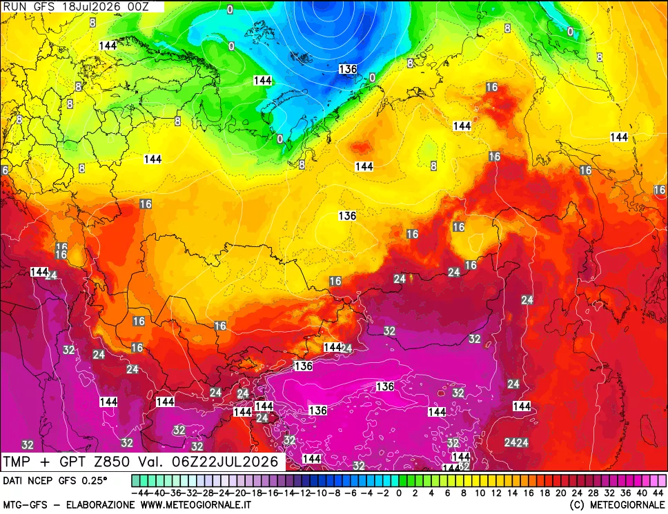 mappa 850 hPa Temp + GPT