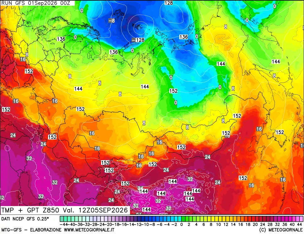 mappa 850 hPa Temp + GPT