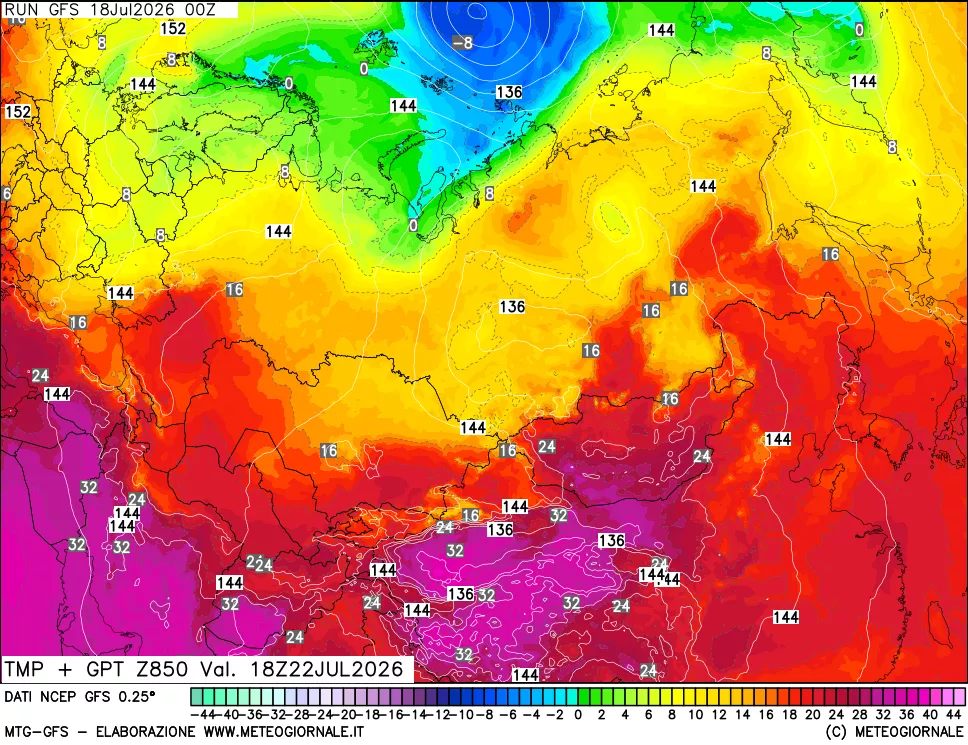 mappa 850 hPa Temp + GPT