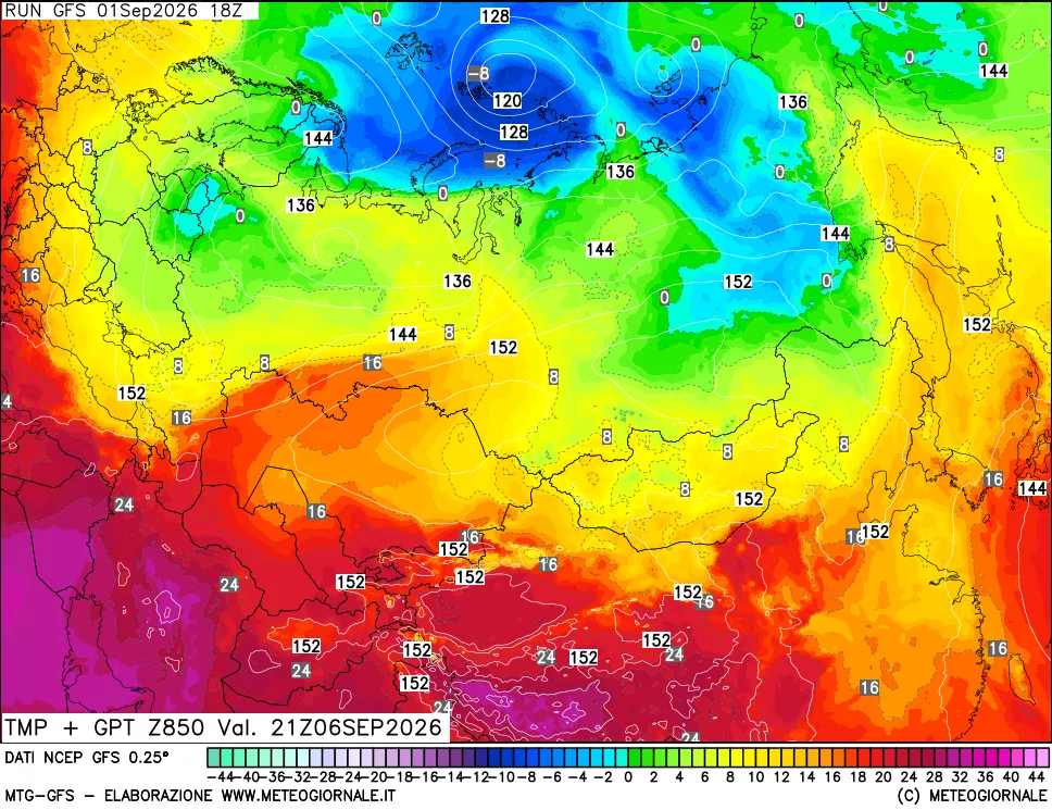 mappa 850 hPa Temp + GPT