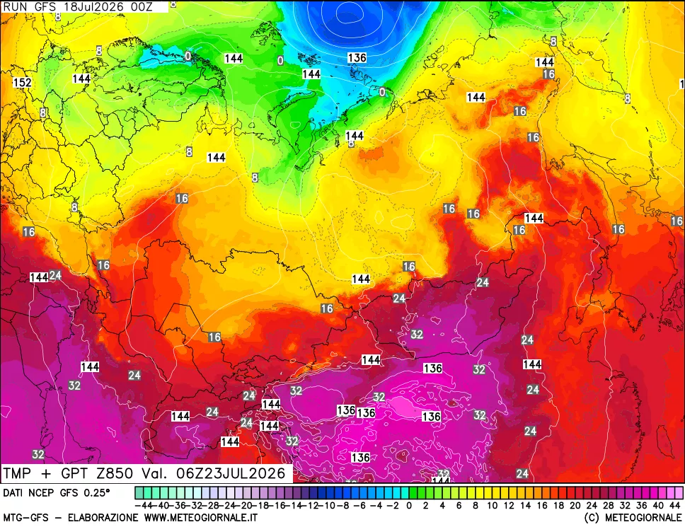 mappa 850 hPa Temp + GPT