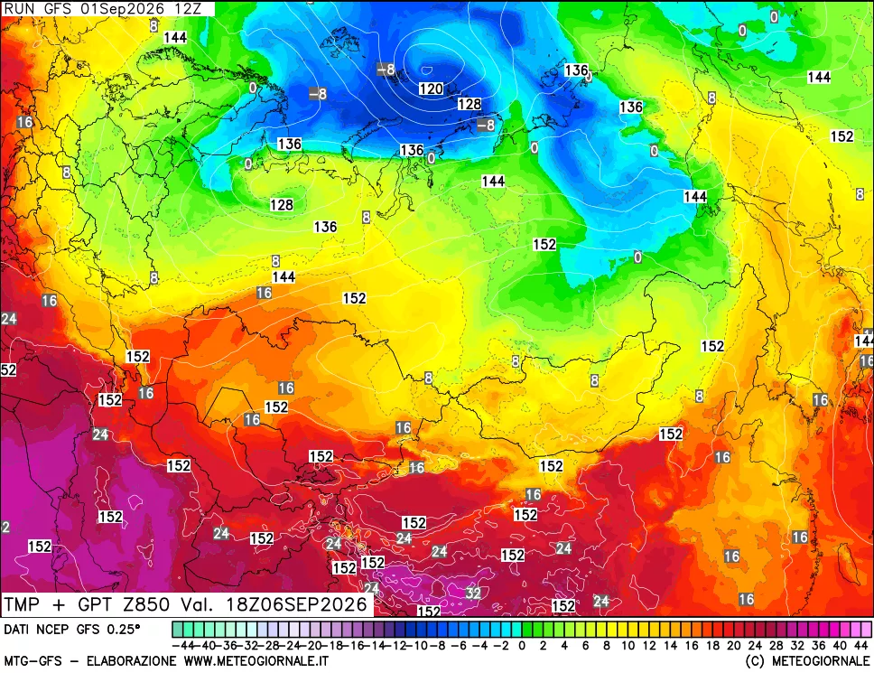 mappa 850 hPa Temp + GPT