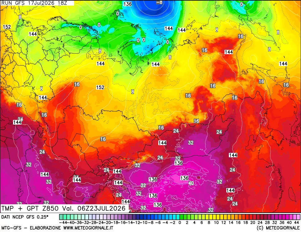 mappa 850 hPa Temp + GPT
