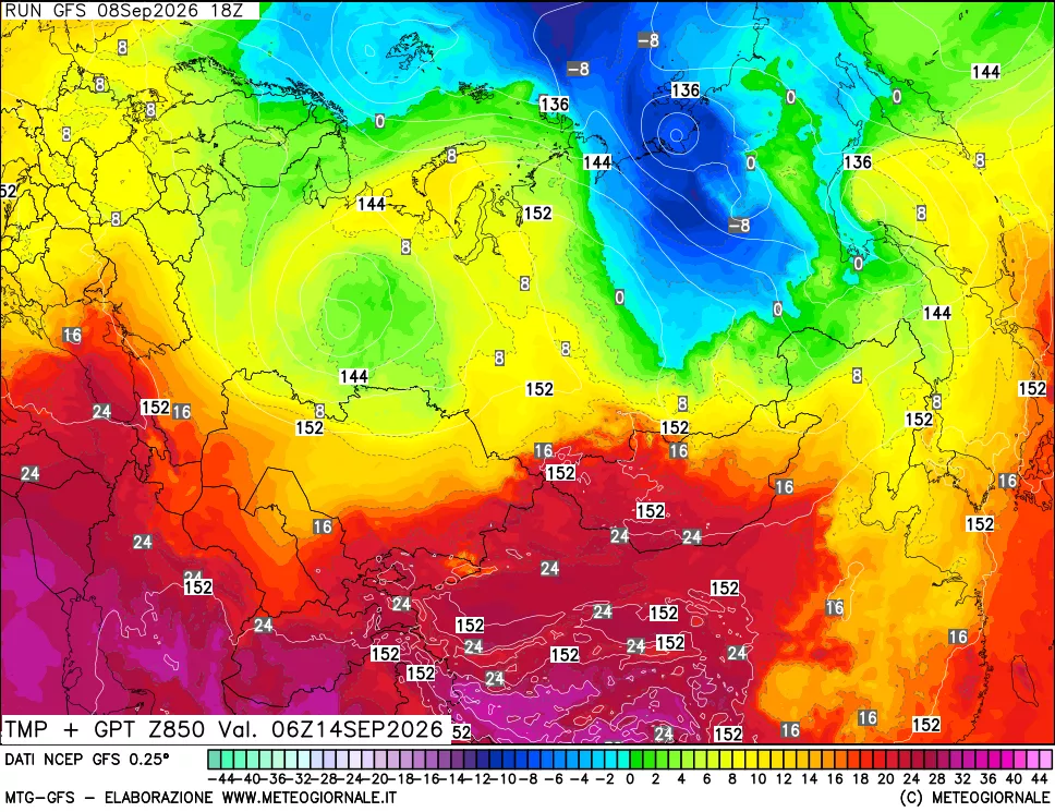 mappa 850 hPa Temp + GPT