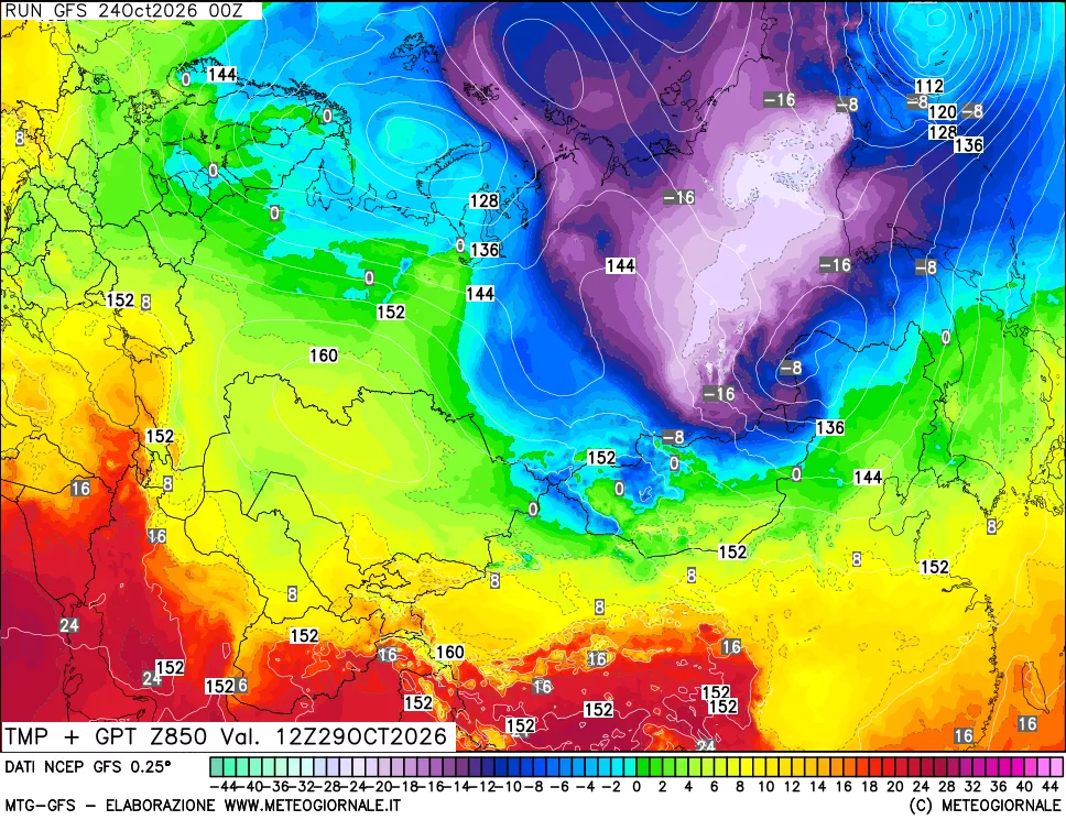 mappa 850 hPa Temp + GPT