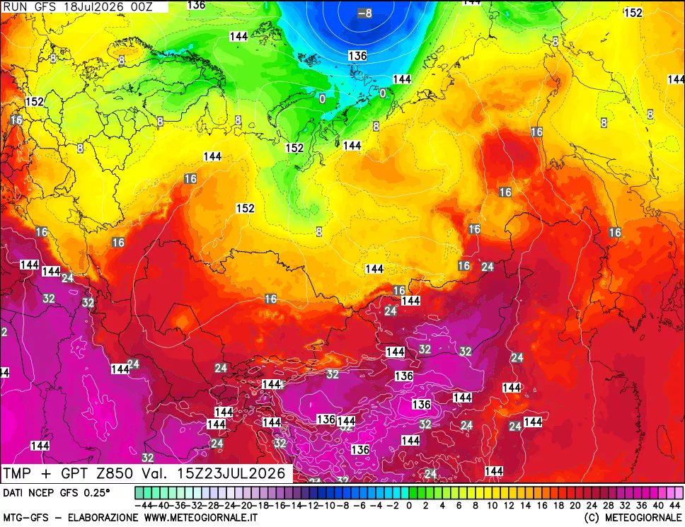mappa 850 hPa Temp + GPT
