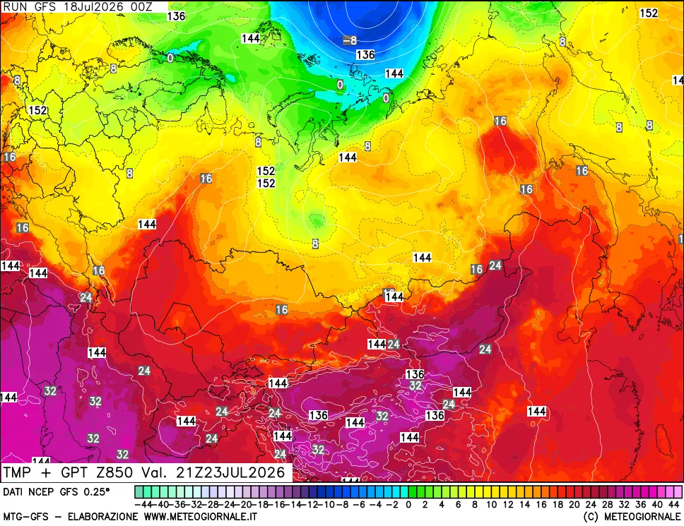 mappa 850 hPa Temp + GPT