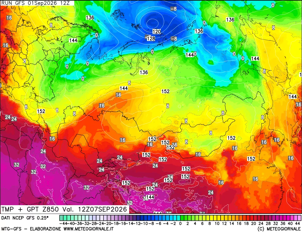 mappa 850 hPa Temp + GPT