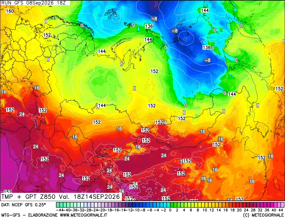 mappa 850 hPa Temp + GPT