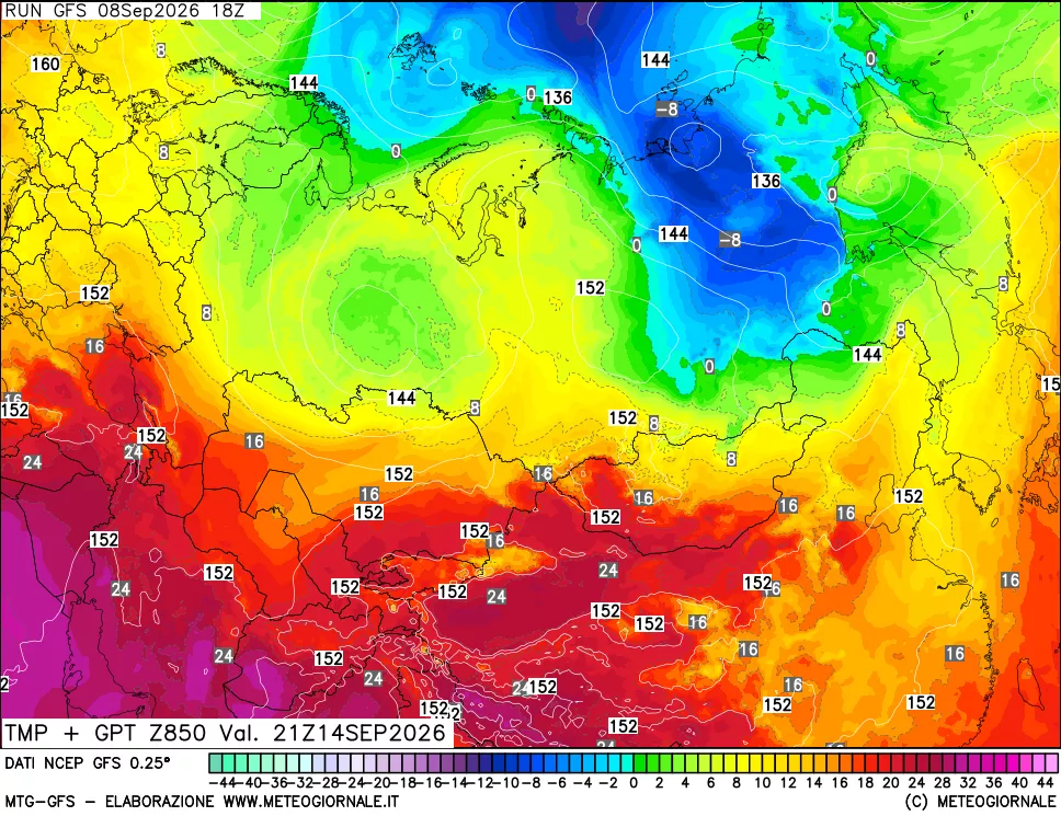 mappa 850 hPa Temp + GPT